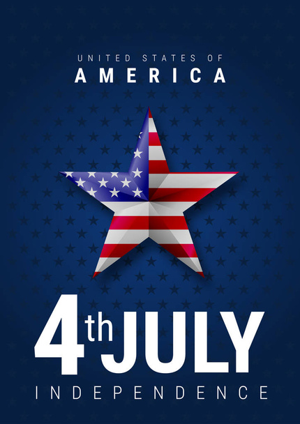 Карта американського США з розмахуючи прапором у фоновому режимі, Сполучені Штати Америки, зірки і смуги. День незалежності 4 липня - Вектор, зображення