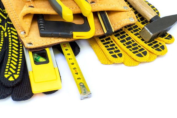 Professional tools for the master builder on a isolated white background. - Φωτογραφία, εικόνα