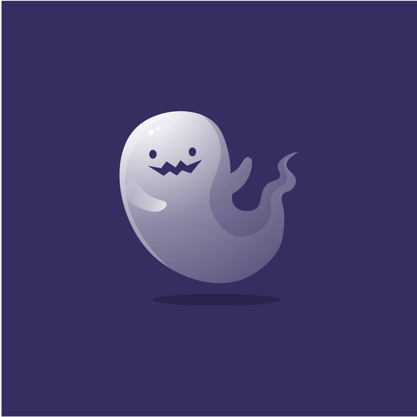 Flying ghost spirit. Raster illustration in the flat cartoon style - Vector, Image