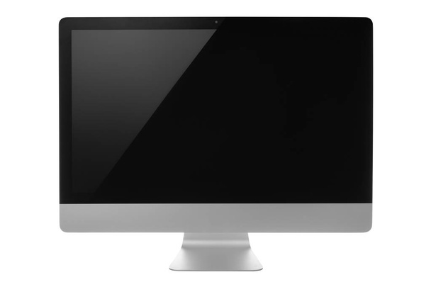 Monitor de ordenador con pantalla negra aislada sobre fondo blanco
  - Foto, imagen