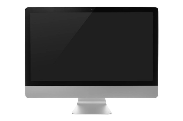 Computermonitor mit schwarzem Bildschirm auf weißem Hintergrund  - Foto, Bild