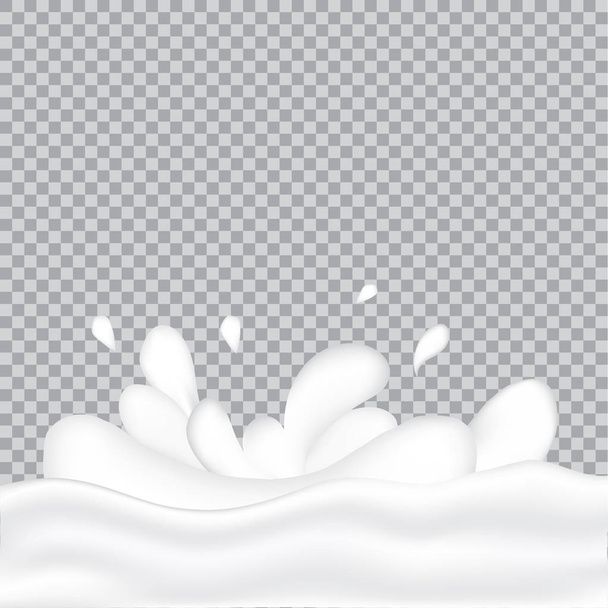 Realistic milk splash and pouring. - Vector, Image