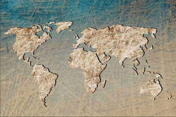 Carte du monde grossièrement esquissée avec garnitures de motifs
 - Photo, image