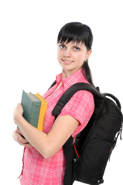 Young woman with book and backpack - Foto, immagini