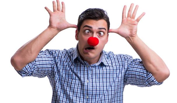 Lustige Mann Clown isoliert auf weißem Hintergrund - Foto, Bild