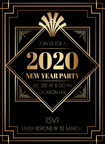 2020 Capodanno Partito Art Deco stile invito Design
 - Vettoriali, immagini