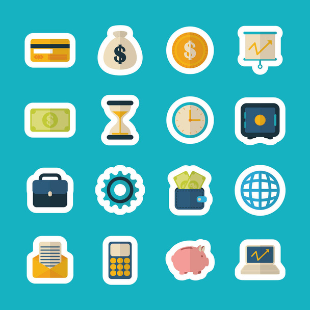 money business finance icons flat design - Vector, Image