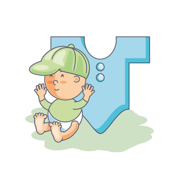 милий новонароджений хлопчик з одягом для дитини
 - Вектор, зображення