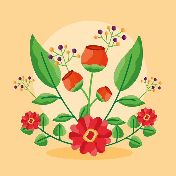 flowers arrangement foliage banner design - Διάνυσμα, εικόνα