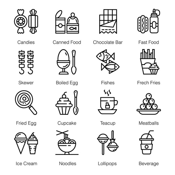 Aquí hay un paquete de iconos de la comida callejera en el diseño de línea. Los iconos editables se pueden utilizar en nichos relevantes
. - Vector, imagen