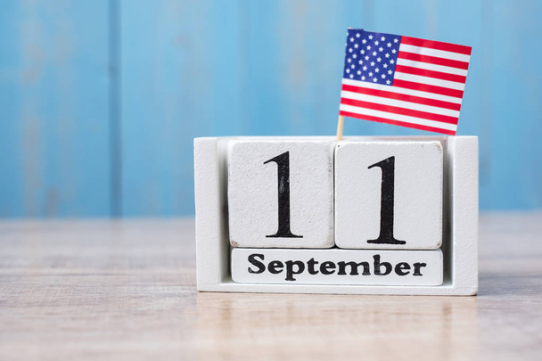 11 Σεπτεμβρίου ημερολόγιο (9/11) με σημαία των Ηνωμένων Πολιτειών της Αμερικής  - Φωτογραφία, εικόνα