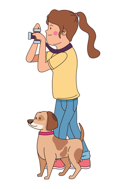 Teini hymyilevä ja kävelevä koira sarjakuva
 - Vektori, kuva