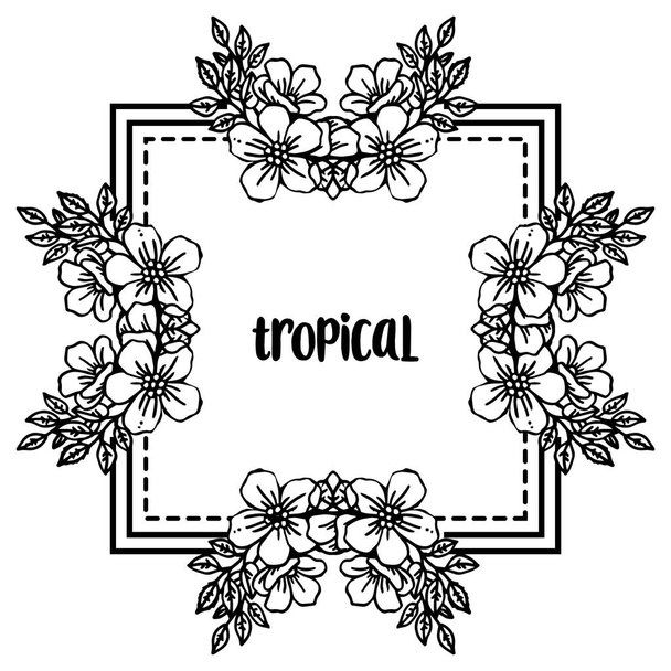 Design trópusi kártya, Dísz koszorú keret, elszigetelt fehér hátteret. Vektor - Vektor, kép