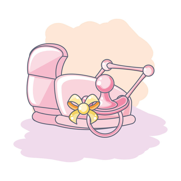 rozkošný dudlík s dětskou vozíkem - Vektor, obrázek