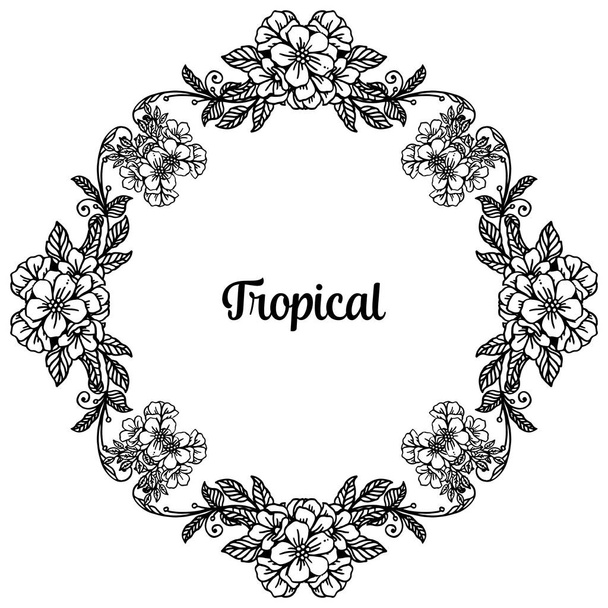 Ornament cute flower frame, decoration of concept tropical, shape of card. Vector - Vector, Image