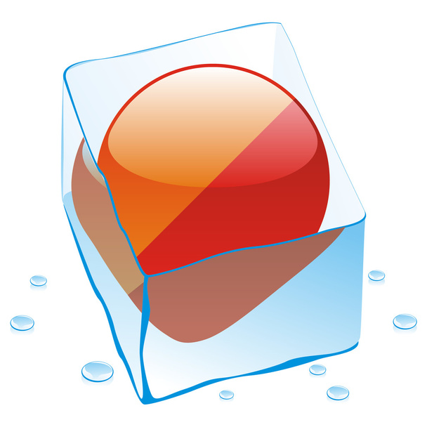 Buthan button flag frozen in ice cube - Vector, Image