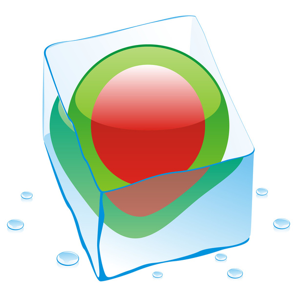 Bangladesh button flag frozen in ice cub - Vector, Image