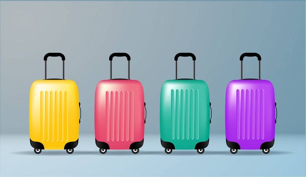 Color plastic travel bag vector illustration. Object.  Summer time, vacation - Vector, Image