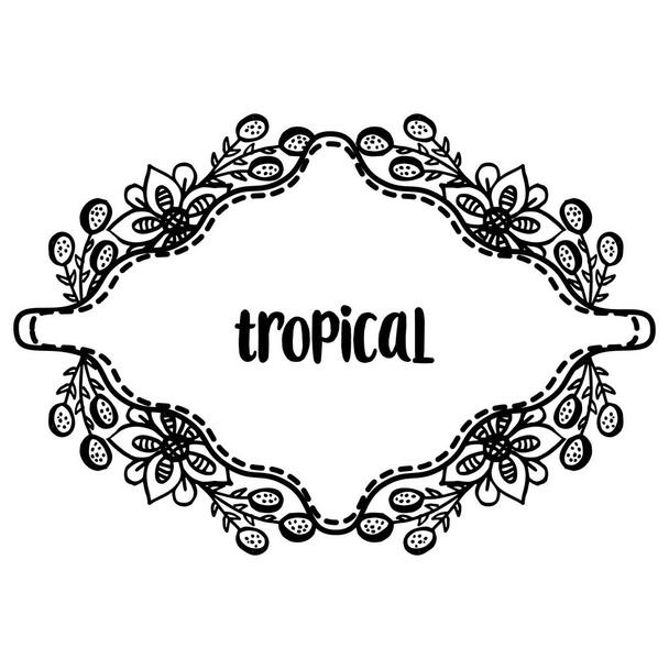 Elegante marco de flores, con diseño de tarjetas de invitación, concepto de celebración tropical. Vector
 - Vector, Imagen