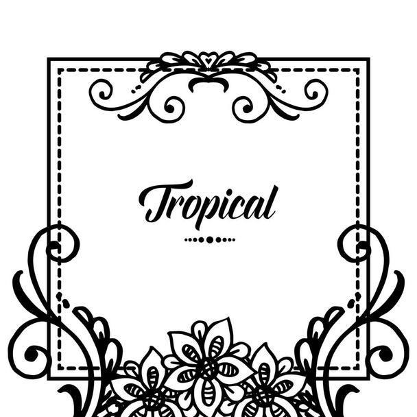 Beautiful wreath frame, vintage border, for template of tropical cards. Vector - Vector, Image