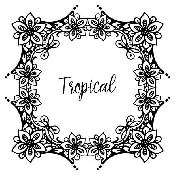 Shape unique flower frame, with concept tropical, for invitation cards. Vector - Vector, Image