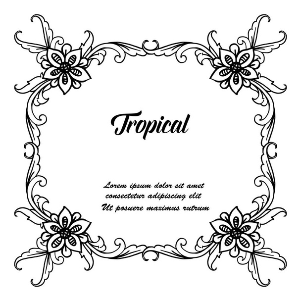 Modello di biglietto d'invito tropicale, design bella ghirlanda primaverile, cornice unica. Vettore
 - Vettoriali, immagini