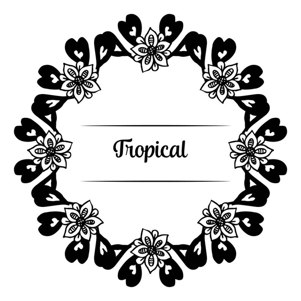 Ornament wreath frame, style elegant, decoration of tropical cards. Vector - Vector, Image