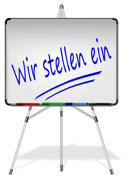 Whiteboard mit Einstellungen in Deutsch - 3D-Illustration - Foto, Bild