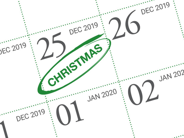 Christmas day calendar on diary - Vector, Image