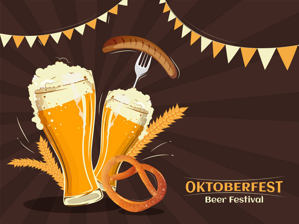 Oktoberfest Beer Festival celebration poster or template design  - Вектор, зображення