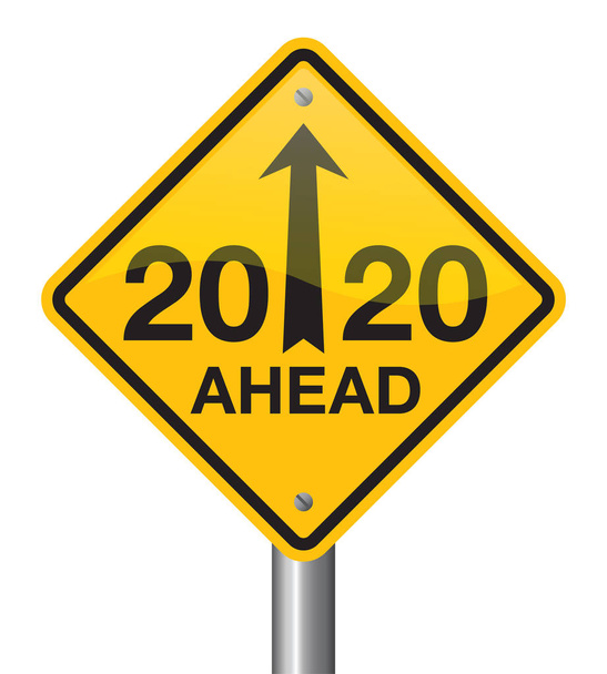 Ilustração vetorial de 2020 sinal de estrada de ano novo à frente
. - Vetor, Imagem