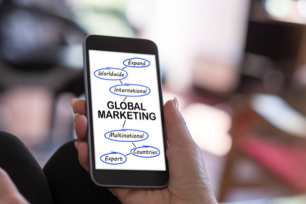 Global marketing concept on a smartphone - 写真・画像