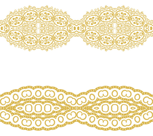 lineaire floral sieraad, naadloze patroon instellen - Vector, afbeelding
