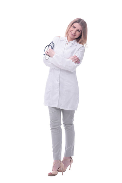 woman doctor with stethoscope. isolated on white - Foto, Imagem