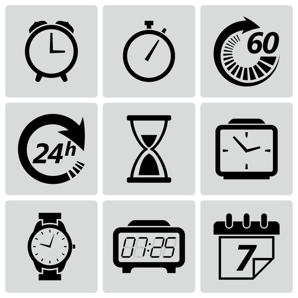 Iconos de reloj y hora. Ilustración vectorial
 - Vector, Imagen