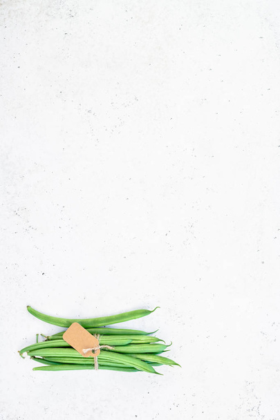 Top view of fresh green beans background - Foto, Imagen