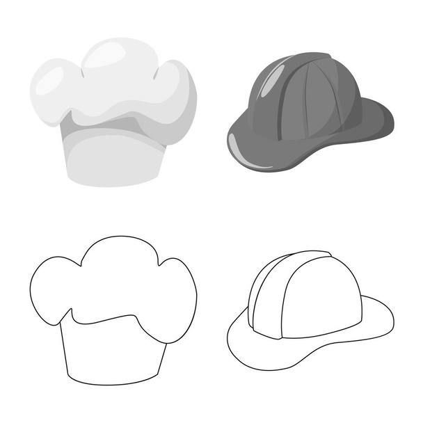 Vector design of clothing and cap sign. Set of clothing and beret stock symbol for web. - ベクター画像