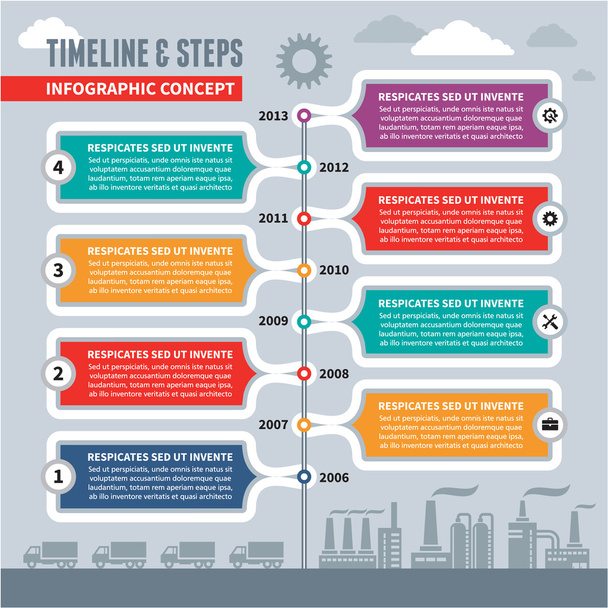 infografisches Vektorkonzept - Timeline & Schritte - Vektor, Bild