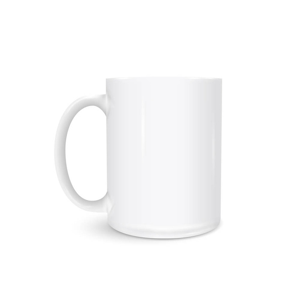 Fehér csésze fotó realisztikus elszigetelt fehér háttér - Vektor, kép