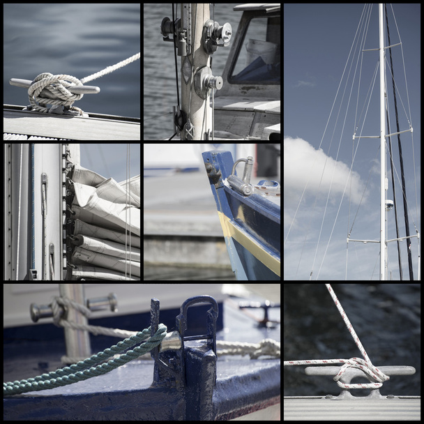 Retro look colección de detalles del velero yate
 - Foto, imagen