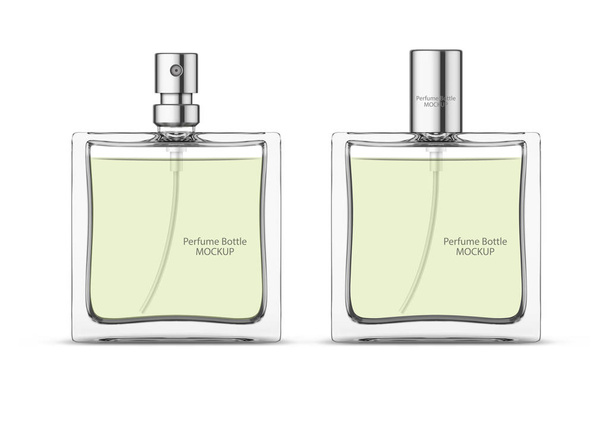 Perfume glass bottle mockup, blank cosmetic bottles template.  - Vector, Image