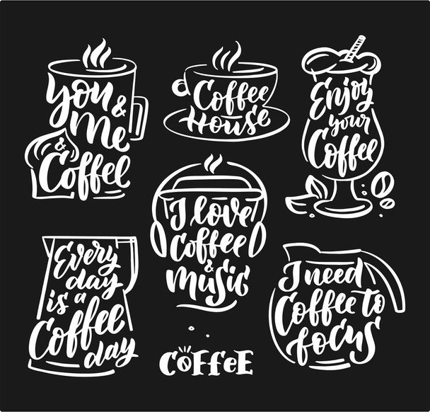 lettering _ and _ icon _ coffee
 - Vetor, Imagem
