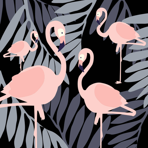 Fundo padrão de verão floral bonito com flamingo. Perfeito para papéis de parede, fundos da página web, texturas de superfície, têxtil
. - Foto, Imagem
