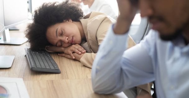 Group of business people exhausted sleepy in office - 写真・画像