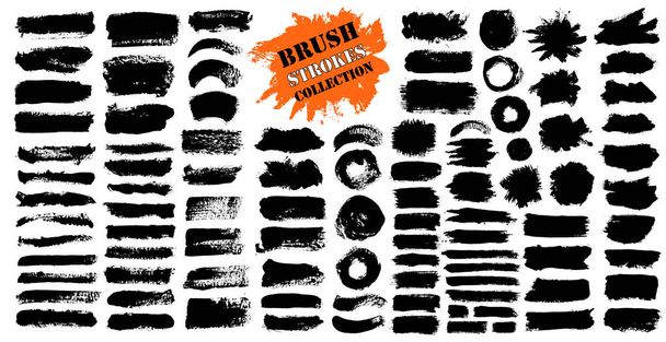 Brush strokes bundle. Vector paintbrush set. Circle frames - Vector, Image