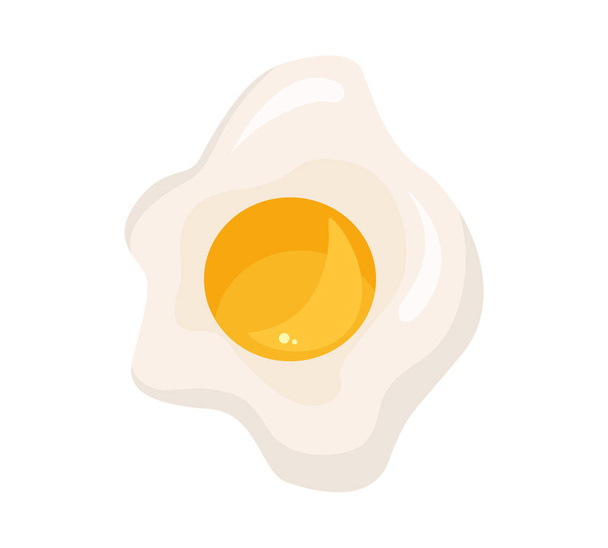Uovo fritto isolato su fondo bianco. Icona dell'uovo fritto piatto. Primo piano dell'uovo fritto
. - Vettoriali, immagini