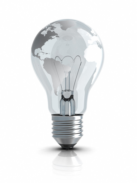 Light Bulb with World Map - Photo, Image
