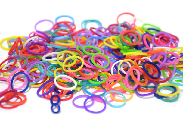 Colorful Hair Rubber Bands on white background. - Photo, Image