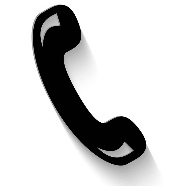 Icono del tubo del teléfono fijo con sombra sobre fondo blanco
 - Vector, Imagen