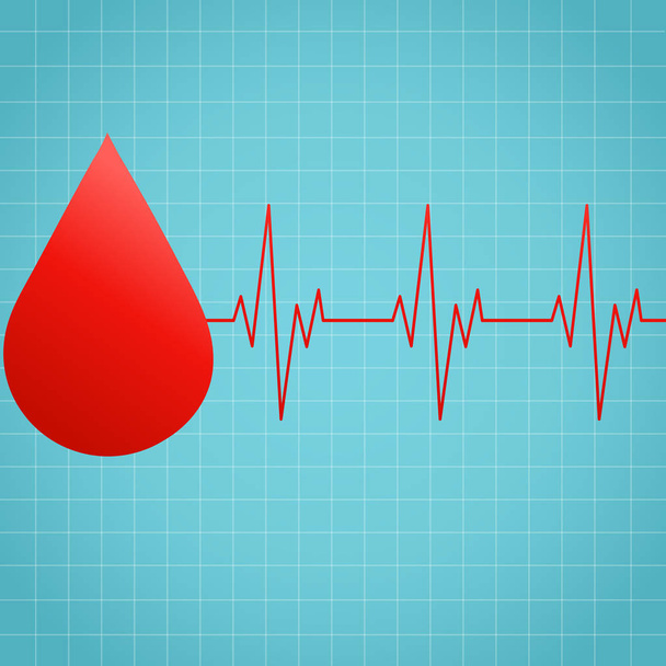 Blood on the background of the cardiogram of the heart - Vector, Image